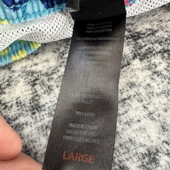 Maui and Sons Mens Swim Trunks Shorts Palm Tree Print 80s Retro Size Large Blue - Picture 6 of 10